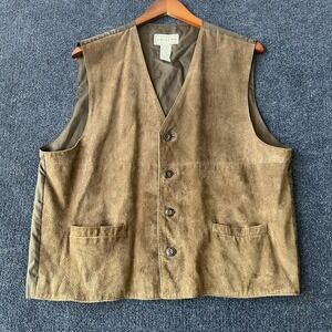 Arizona Jean Company Vest Mens Large Brown Suede Leather Button Front Western